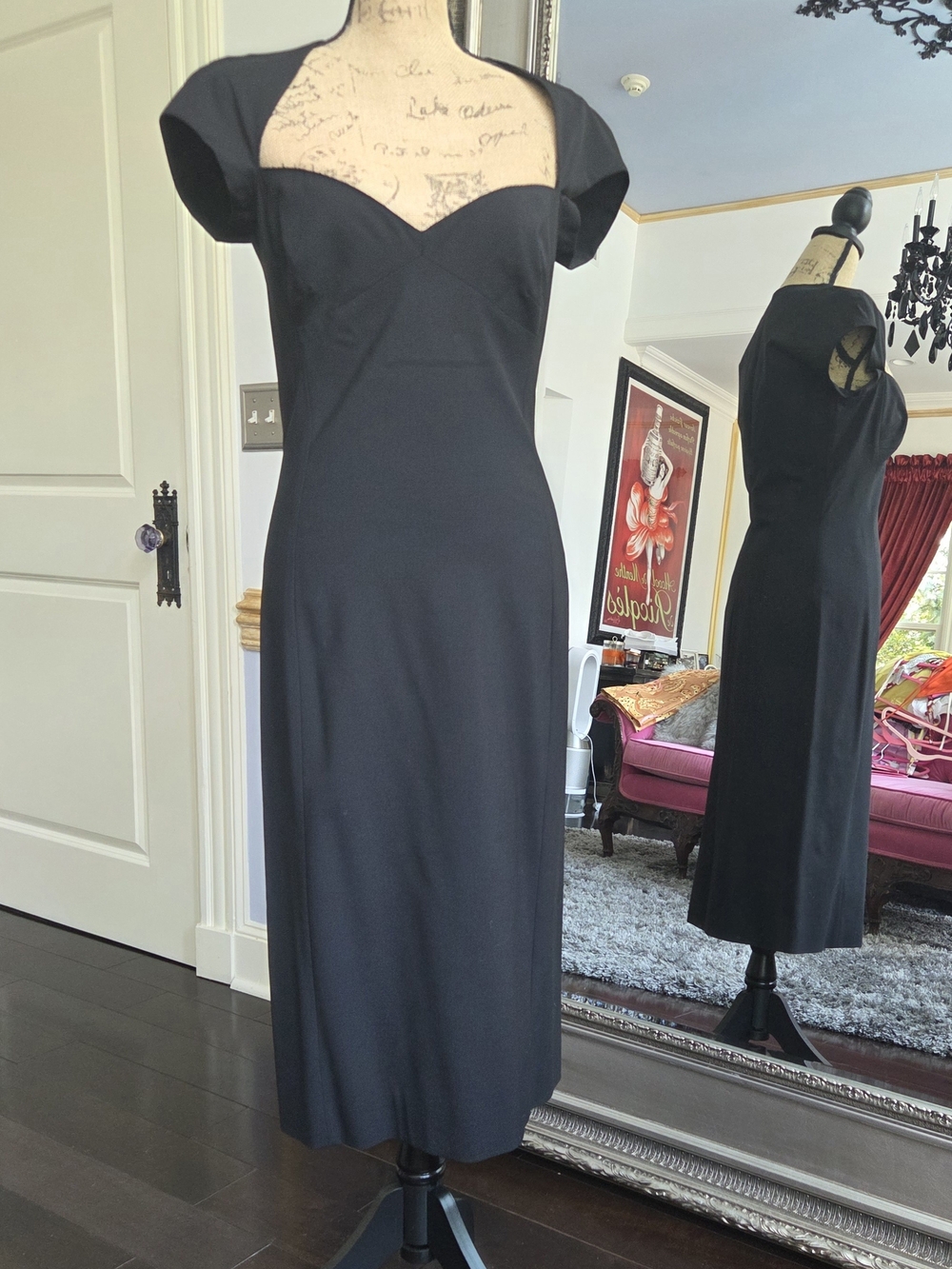 Vtg. Moschino Black Sweetheart Midi Dress 10